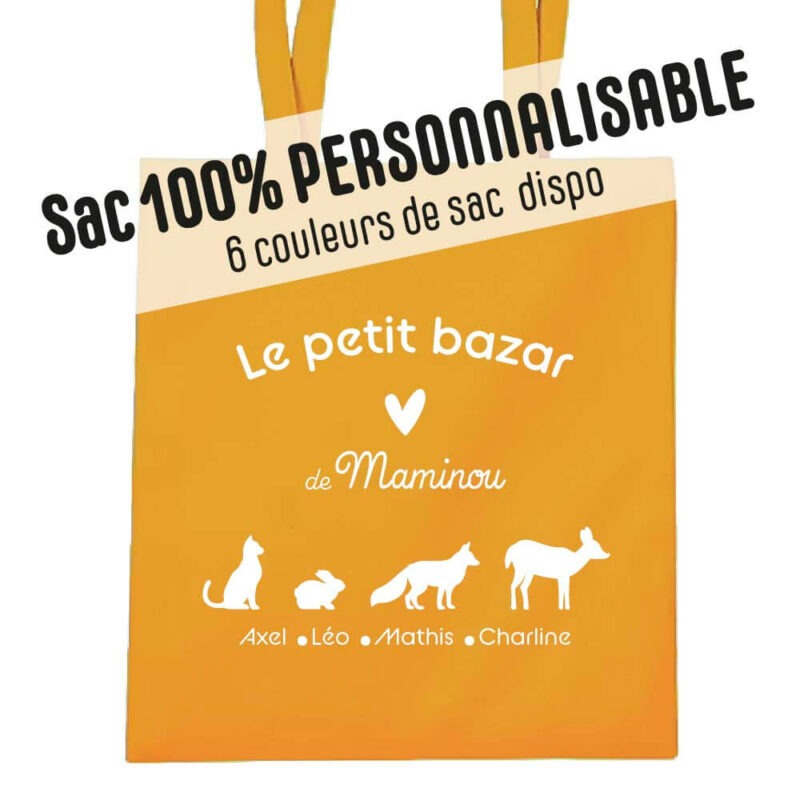 Tot bag - sac personnalisé "Le petit bazar des z'animaux"