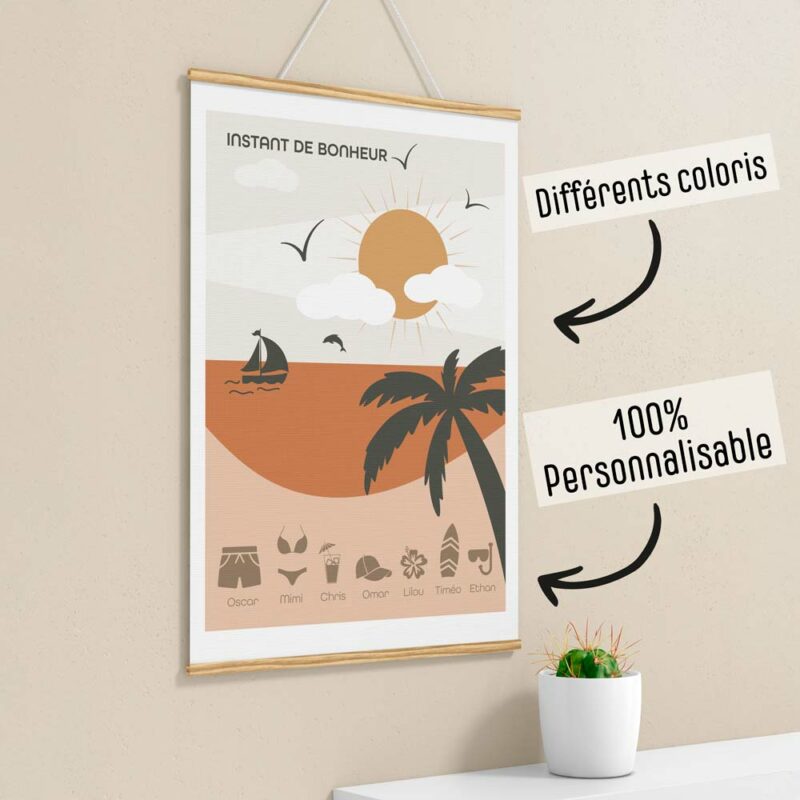 Affiche famille personnalisée "À la mer"