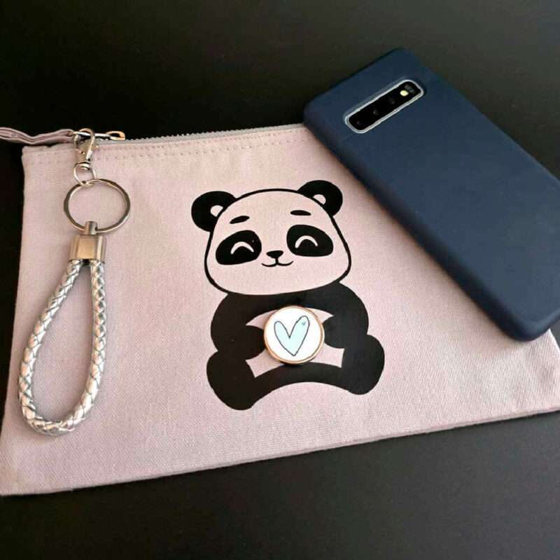 Pochette PANDA KAWAI + pin's personnalisable