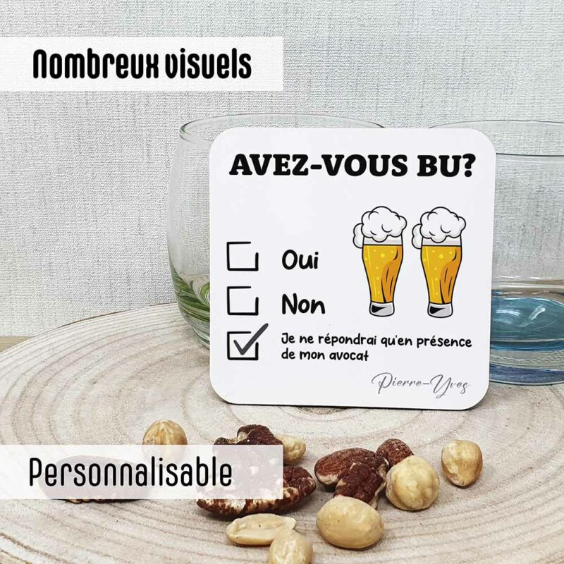 Sous-verre "Pause Apéro ou détente" personnalisable