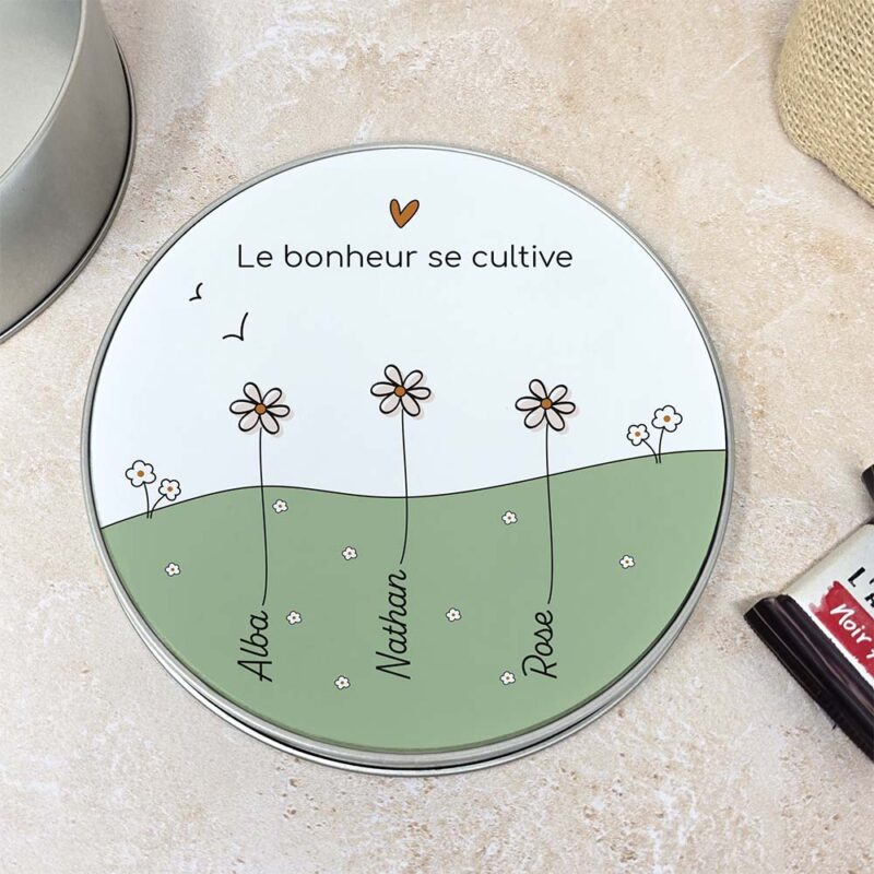 Boîte métal personnalisable "Le jardin des prénoms"